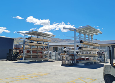 TrussTech Cromwell Cantilever Racking with Roof. iRS Intergrated Roof Structure. Timber Dry Storage